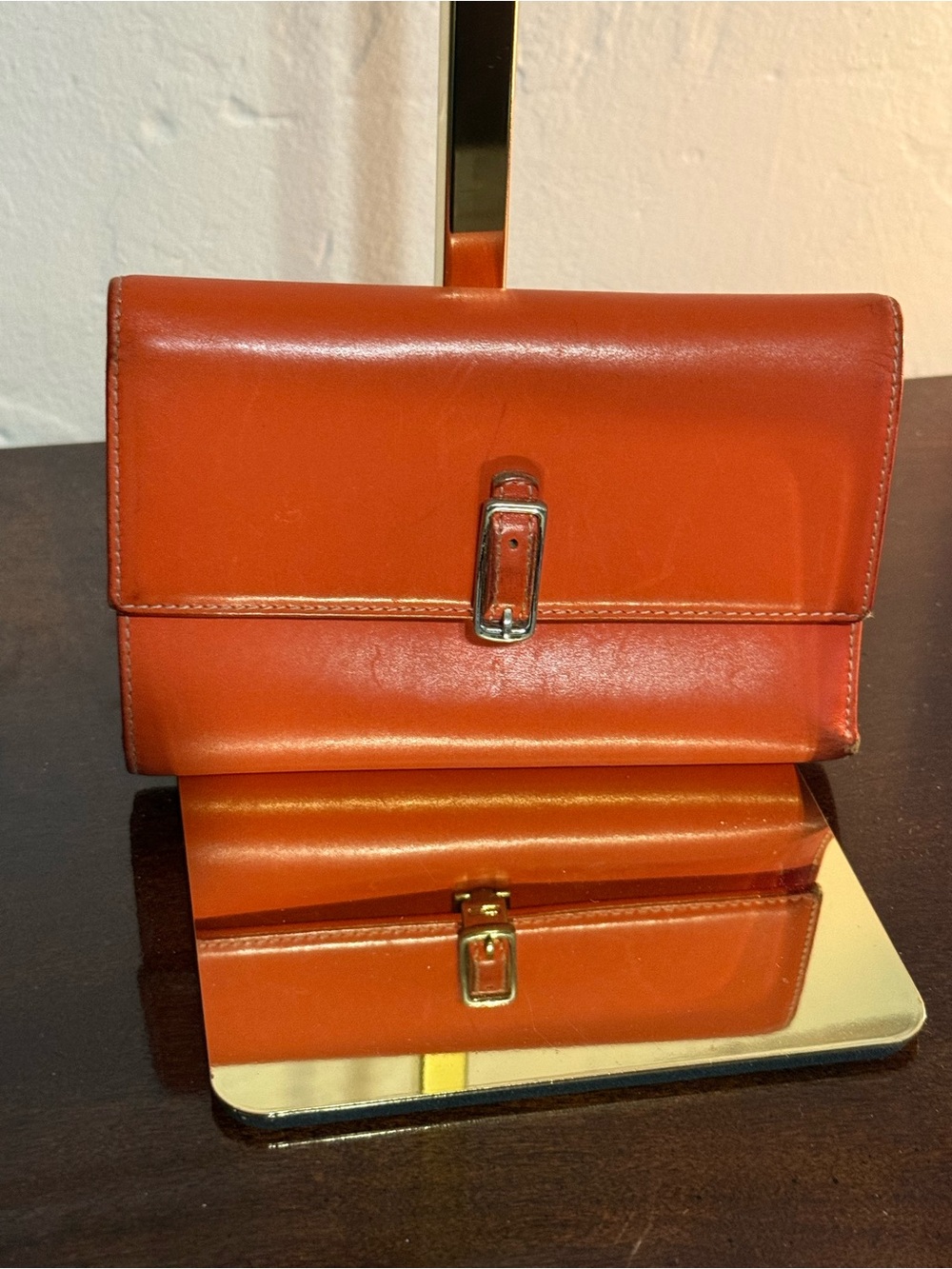 Coach Orange Leather Wallet  with Gold-Tone Hardware